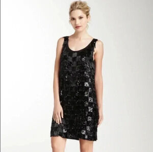 ERIN by Erin Fetherston Checker Beaded Embellishments Silk Tank Shift Dress(0)